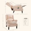 Vibrating Massage Recliner Chair with Heat and  Remote Controller.  Upholstered in soft faux suede Cream White
