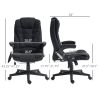 HOMCOM Vibrating Massage Heat Office Chair High Back Recliner Padded Armrests Remote Control Black Linen