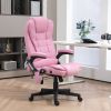 HOMCOM Vibrating Massage Heated Office Chair High Back Recliner Padded Armrests Remote Pink Linen