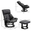 10-Point Vibrating Massage and Heating Function, Recliner Chair with Ottoman Footrest Black PU leather