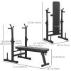 Adjustable Weight Bench, Foldable Bench Press with Barbell Rack and Dip Station for Home Gym, Strength Training Multiuse Workout Bench, Black