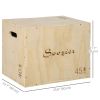 Jump Box 3-in-1 Wooden Plyo Box, Plyometric  with Handle Openings for Home Gym, Workout Training, Natural
