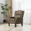 Massage Recliner with Heat, Remote Controlled and Footrest. Wingback Chair in Brown Linen-feel Fabric
