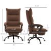 Vinsetto Heated Massage Office Chair with 6 Vibration Points Reclining Chair with Footrest Armrest and Padding Cozy Brown