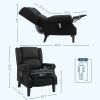 Massage Recliner Chair with Lumbar Heating and Remote Controller, Side Pocket, Black faux suede