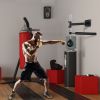 Soozier Wall Mount Reflex Boxing Trainer with 360° Rotating Rapid Boxing Bar Punching Ball Black Home Gym Equipment