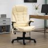 HOMCOM Heated Massage Ergonomic Reclining Chair 6 Vibration Modes Beige