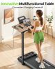 Akluer Walking Pad Treadmill with Adjustable Desk, 2.5 HP Compact Under Desk Treadmill with Remote, Foldable Quiet Treadmill for Home Office