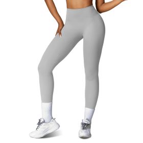 Women\'s High Waist Workout Leggings Tummy Control Compression Yoga Tight Pants Gym Pants Athletic Running Leggings with 25In Inseam No Front Seam (Option: LeggingsGreyM)