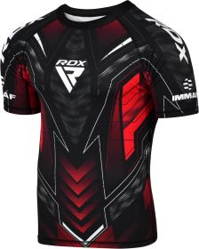 RDX IMMAF Approved Half Sleeves Compression Shirt Red (Color: Red, size: M)