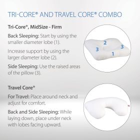 Core Products Tri Core Cervical Support Pillow Midsize Firm & Travel Core Combo (Option: )