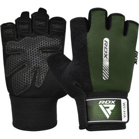 RDX W1 Gym Workout Gloves (Color: ARMY GREEN, size: M)
