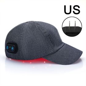 Red Light Therapy Hair Growth Cap New Infrared LED 660 NM & 850 NM  For Hair Regrowth Anti Hair Loss Reduce Scalp Anti-inflammatory (Color: Grey-US plug)
