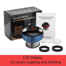 Electric Vacuum Cupping Massager Anti-Cellulite Suction Cups Heating Guasha Fat Burning Skin Scraping Body Slimming (Color: 12 gears Blue)