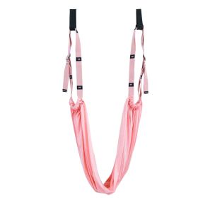 Adjustable Aerial Yoga Strap; Elastic Stretch Door Hanging Yoga Belts Hammock Swing Fitness Rope Training Device (Color: Pink)