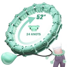 Smart Weighted Hula Hoops, Fitness Weight Loss Gear, With Detachable Knots & Adjustable Weight (Color: Mint Green, size: 24 Konts)