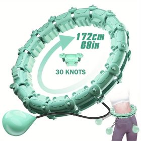 Smart Weighted Hula Hoops, Fitness Weight Loss Gear, With Detachable Knots & Adjustable Weight (Color: Mint Green, size: 30 Konts)