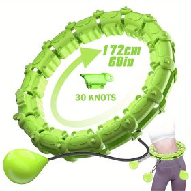 Smart Weighted Hula Hoops, Fitness Weight Loss Gear, With Detachable Knots & Adjustable Weight (Color: Green, size: 30 Konts)