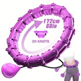 Smart Weighted Hula Hoops, Fitness Weight Loss Gear, With Detachable Knots & Adjustable Weight (Color: Purple, size: 30 Konts)