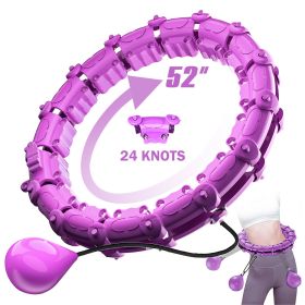 Smart Weighted Hula Hoops, Fitness Weight Loss Gear, With Detachable Knots & Adjustable Weight (Color: Purple, size: 24 Konts)