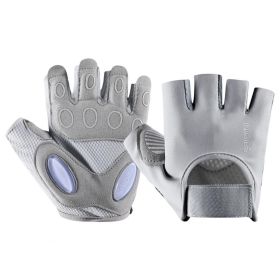 1 Pair Training Gloves Non-slip Finger-less Palm Protector Unisex Sweat-wicking Ridding Gloves for Outdoor Sports (Color: Grey, size: M)