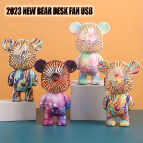Small Desktop Fan: Cute Bear USB Charging Portable Suitable For Home Office Outdoor Travel (Style: A)