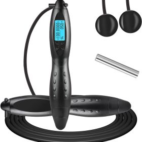 Jump Rope With Digital Calorie Counter And Time Setting; Skipping Rope For Women Men Adults Kids Working Out Exercises Fitness Training (Color: Black Color)