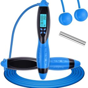 Jump Rope With Digital Calorie Counter And Time Setting; Skipping Rope For Women Men Adults Kids Working Out Exercises Fitness Training (Color: Blue)