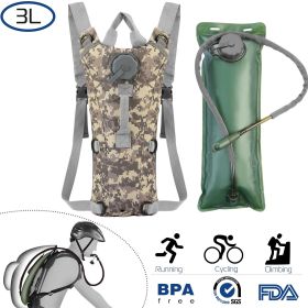 Tactical Hydration Pack Backpack with 3L Water Bladder – Adjustable Outdoor Drink Pack (Color: ACU, size: 3L)