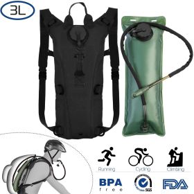 Tactical Hydration Pack Backpack with 3L Water Bladder – Adjustable Outdoor Drink Pack (Color: Black, size: 3L)