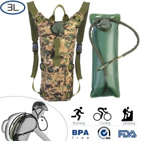 Tactical Hydration Pack Backpack with 3L Water Bladder – Adjustable Outdoor Drink Pack (Color: Jungle, size: 3L)