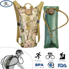 Tactical Hydration Pack Backpack with 3L Water Bladder – Adjustable Outdoor Drink Pack (Color: Military, size: 3L)