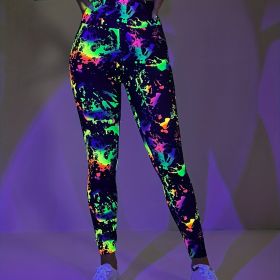 Throwing Print Butt-Lifting Yoga Pants, High Waist Slim Fit Mid-Stretch Fitness Workout Pants, Women's Active wear (Color: Black, size: M(6))