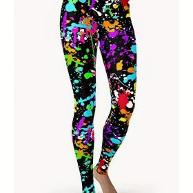 Throwing Print Butt-Lifting Yoga Pants, High Waist Slim Fit Mid-Stretch Fitness Workout Pants, Women's Active wear (Color: Sky Blue, size: M(6))