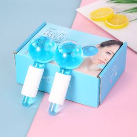 Beauty Ice Therapy Face Massage Ball Cool Compress Globes Hockey Facial Massager Crystal Glasses Ball Skin Care Tools (Color: Blue)
