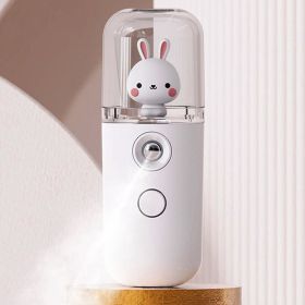Cooling mist from Cute Rabbit, Humidifier.  Facial Sprayer, Face Mister,  Mini Handy Rechargeable Skin Care Gift (Color: White)