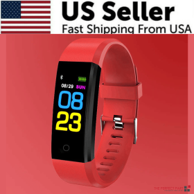 Fitness Smart Watch Activity Tracker Heart Rate For Women Men Oxygen BP Monitor Free Shipping (Color: Red)