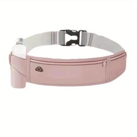 Breathable Invisible Running Waist Pack - Nylon with Lock Closure, Reflective Strips & Multiple Pockets for Hiking (Color: Pink)