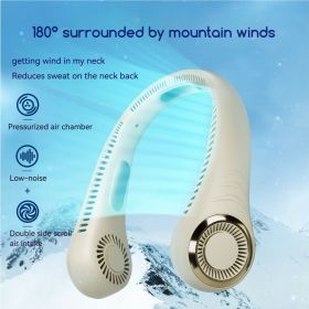 Mountain Breeze Cooling Neck Fan, 180° of blowing air outlets Wearable-Hands Free & Ultra-Quiet, USB Rechargeable for Travel, Gym (Color: ivory white)