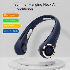 Mountain Breeze Cooling Neck Fan, 180° of blowing air outlets Wearable-Hands Free & Ultra-Quiet, USB Rechargeable for Travel, Gym (Color: Blue)