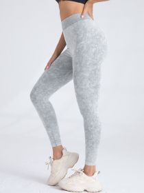 V-Back Scrunch Butt Lift Workout Leggings, Women Seamless High Waist Active Yoga Pants, Yoga Leggings (Color: White, size: L)