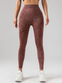 V-Back Scrunch Butt Lift Workout Leggings, Women Seamless High Waist Active Yoga Pants, Yoga Leggings (Color: Coffee, size: L)