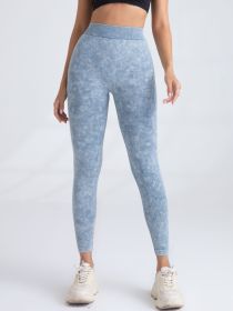 V-Back Scrunch Butt Lift Workout Leggings, Women Seamless High Waist Active Yoga Pants, Yoga Leggings (Color: Blue, size: M)