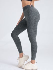 V-Back Scrunch Butt Lift Workout Leggings, Women Seamless High Waist Active Yoga Pants, Yoga Leggings (Color: Grey, size: S)