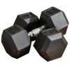 Soozier 2 x 50 lbs Hex Dumbbell Set of 2, Rubber Weights Exercise Fitness Dumbbell with Non-Slip Handles, Anti-roll, for Women or Men Home Gym Workout