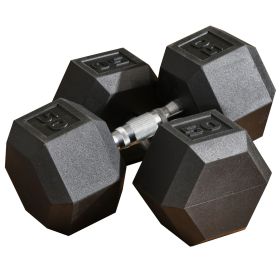 Soozier 2 x 50 lbs Hex Dumbbell Set of 2, Rubber Weights Exercise Fitness Dumbbell with Non-Slip Handles, Anti-roll, for Women or Men Home Gym Workout (Color: as Pic)