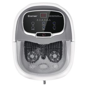 Portable All-In-One Heated Foot Spa Bath Motorized Massager blue, brown or white (Color: gray)
