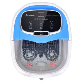 Portable All-In-One Heated Foot Spa Bath Motorized Massager blue, brown or white (Color: Blue)