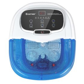 Portable All-In-One Heated Foot Spa Bath Motorized Massager blue, brown or white (Color: White)