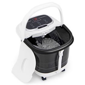 Portable All-In-One Heated Foot Spa Bath Motorized Massager blue, brown or white (Color: Black)